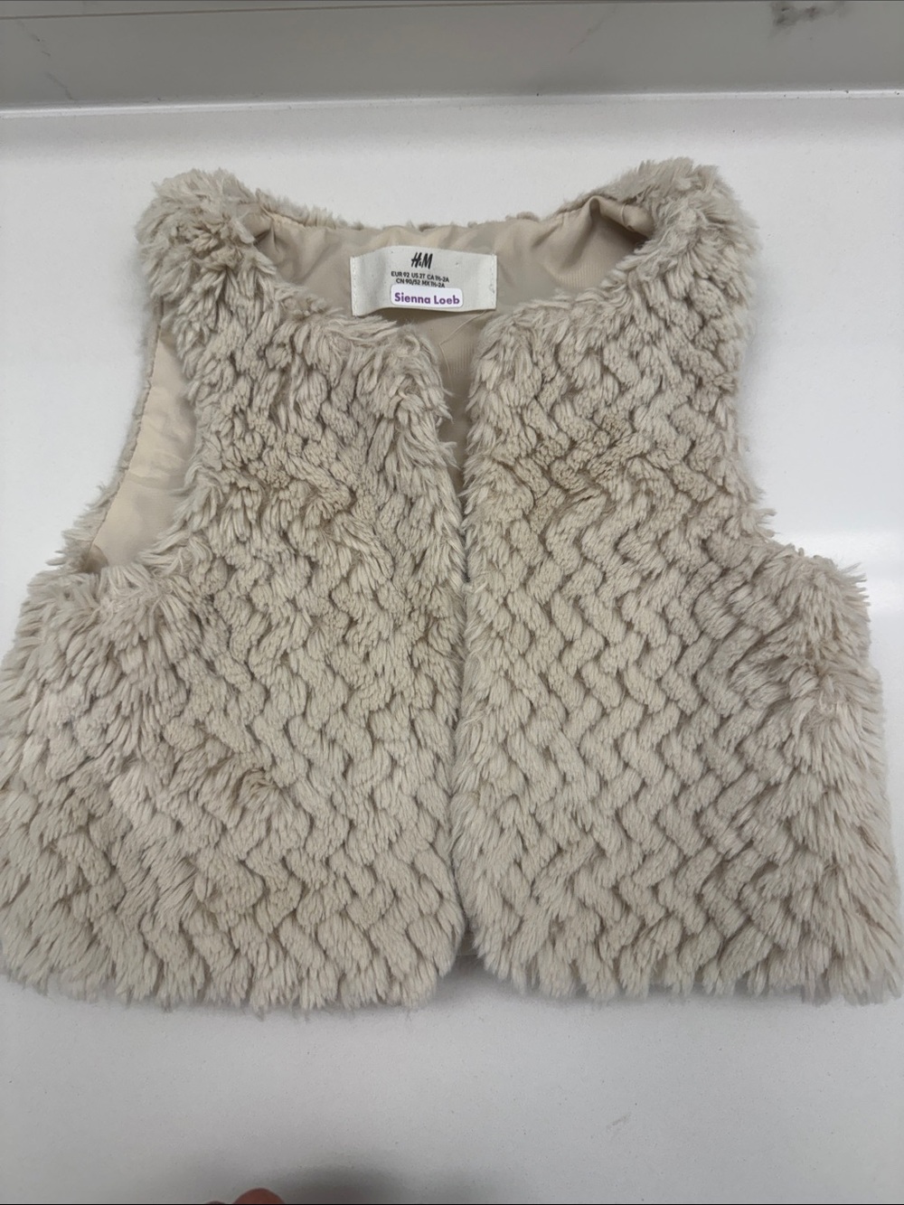 H&M Girls' Beige Faux Fur Vest - Plush Layering Vest